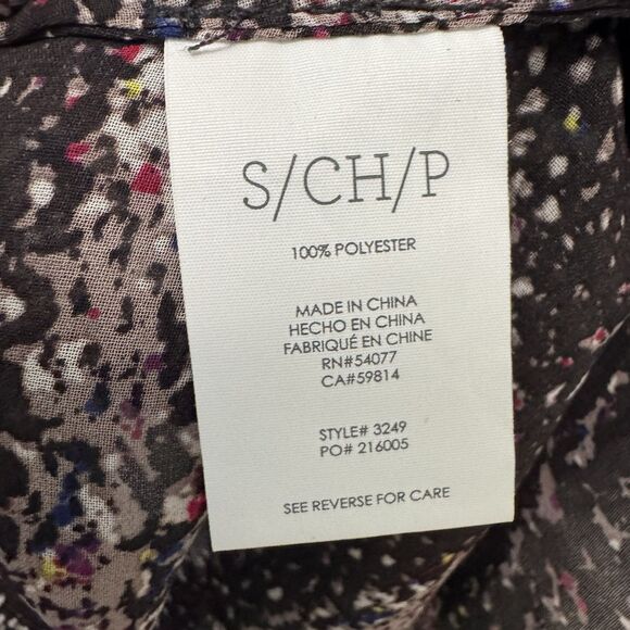 CAbi Paris Black Sheer Print Button Down Blouse Top #3249 Women’s Small - Picture 4 of 5